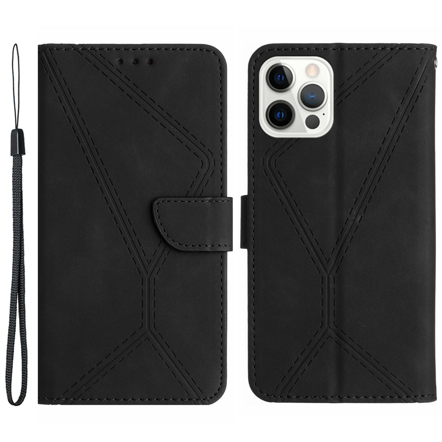 HT05 Leather Cover for iPhone 15 Pro Skin-touch Flip Stand Wallet Imprinted Line Anti-drop Phone Case HT05 Leather Cover for iPhone 15 Pro Skin-touch Flip Stand Wallet Imprinted Line Anti-drop Phone Case